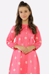 Pink Embroidered Girls Kurti