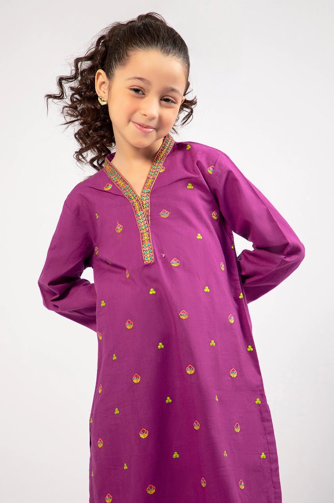 Purple Embroidered Girls 2PC