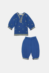 Blue Embroidered Infant 2PC