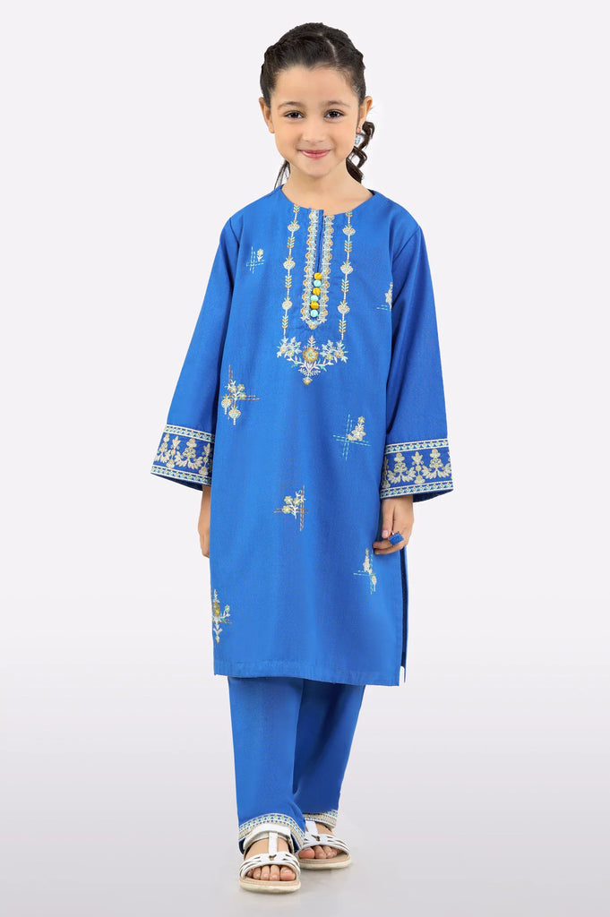 Blue Embroidered Girls 2PC