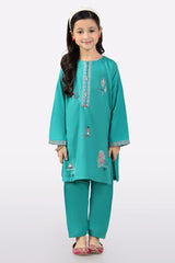 Green Embroidered Girls 2PC