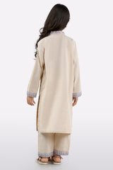 Beige Embroidered Girls 2PC