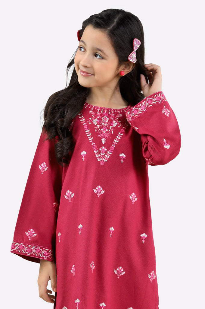 Pink Embroidered Girls 2PC