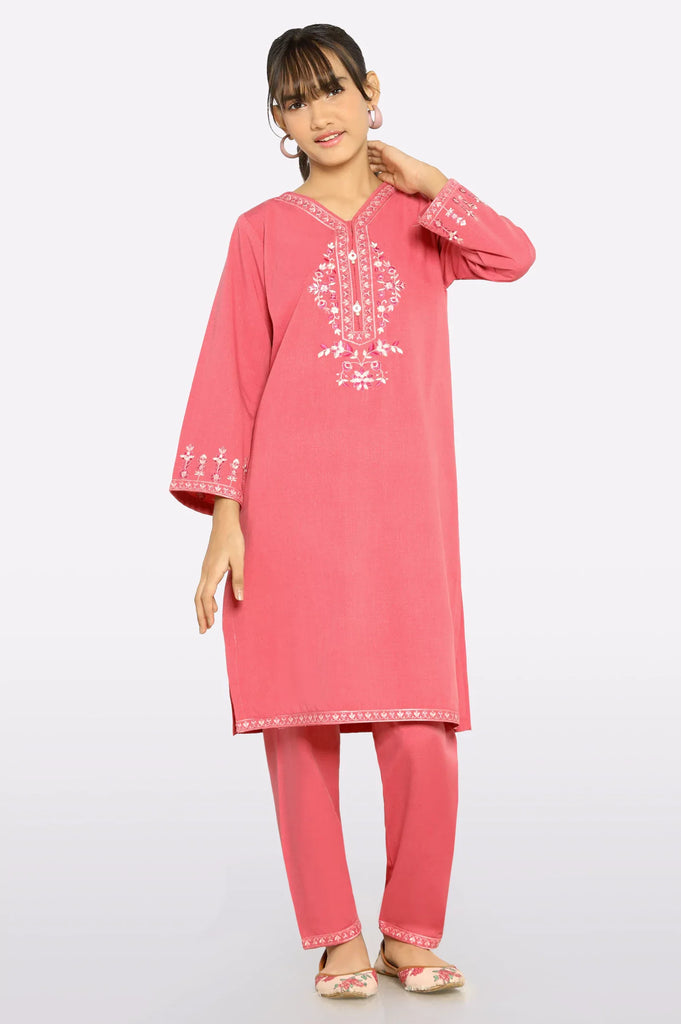 Pink Embroidered Girls 2PC