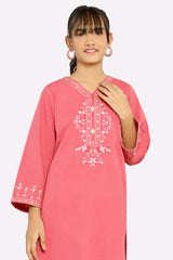 Pink Embroidered Girls 2PC