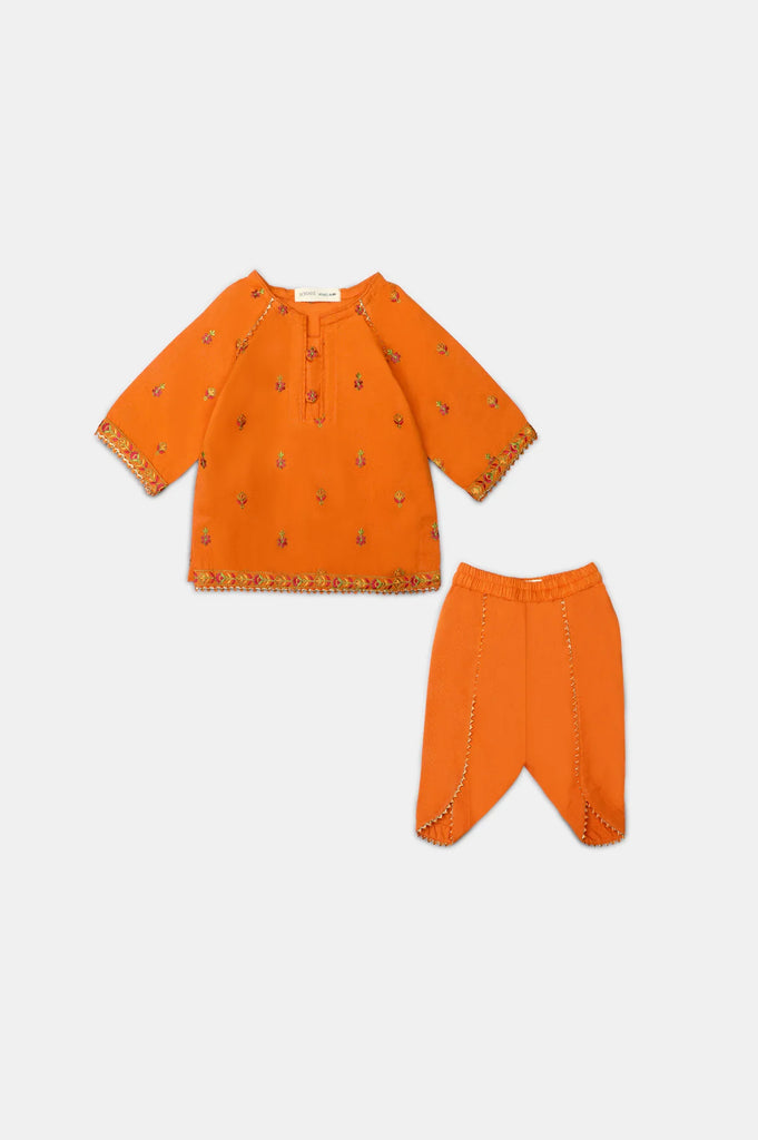 Orange Embroidered Infant 2PC