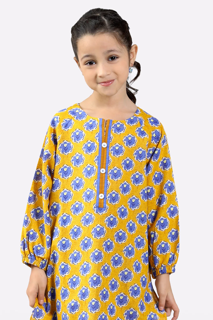 Yellow Printed Girls 2PC