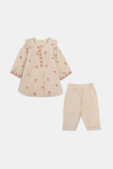 Cream Embroidered Infant 2PC