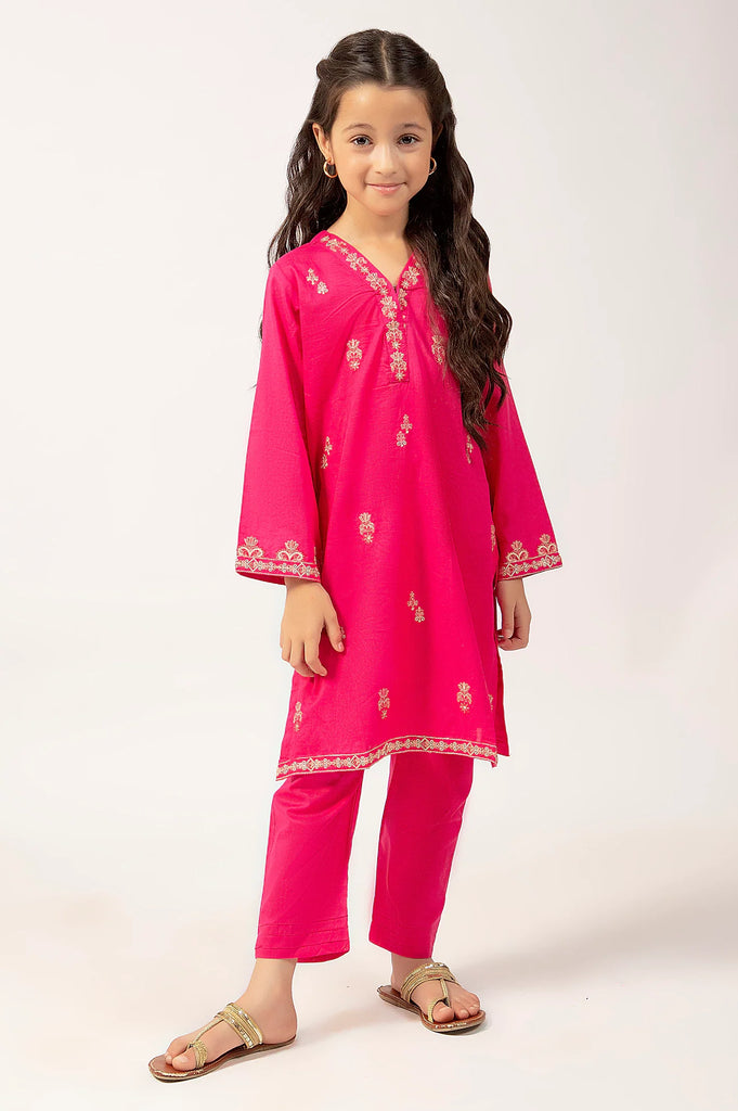 Pink Embroidered Girls 2PC
