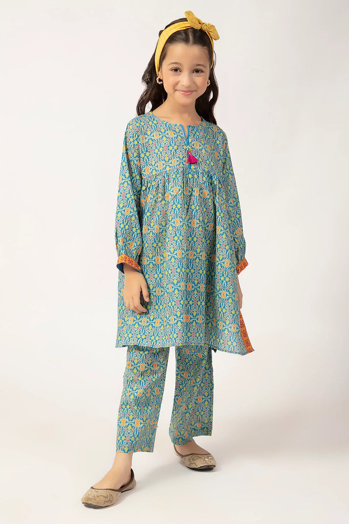 Green Printed Girls 2PC