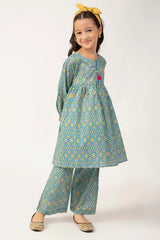 Green Printed Girls 2PC