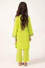 Parrot Green Embroidered Girls 2PC