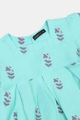 Sea Green Printed Girls 2PC