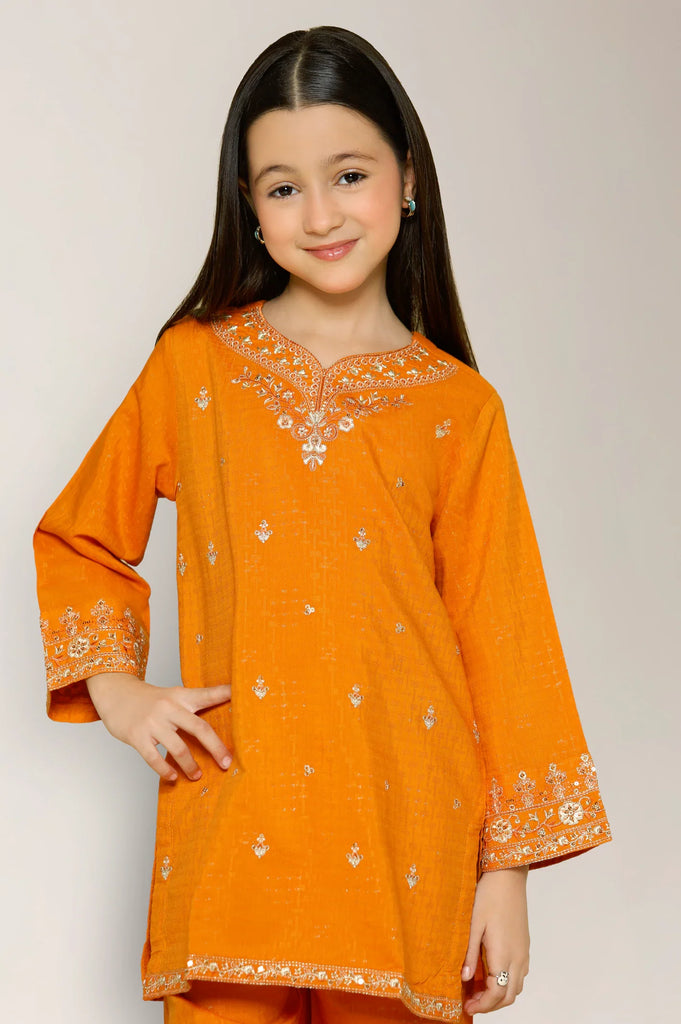 Fancy Jacquard-Orange Girls 2PC