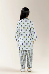 Printed Cambric White Girls 2PC