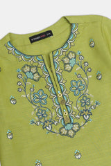 Embroidered Khaddar-Olive Girls 2PC