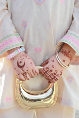 Embroidered Beige Girls 2PC