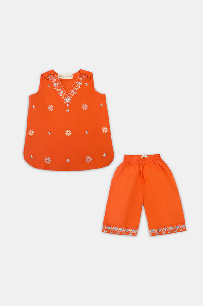 Embroidered Orange Infant 2PC