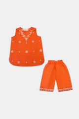 Embroidered Orange Infant 2PC