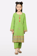 Green Embroidered Girls 2PC