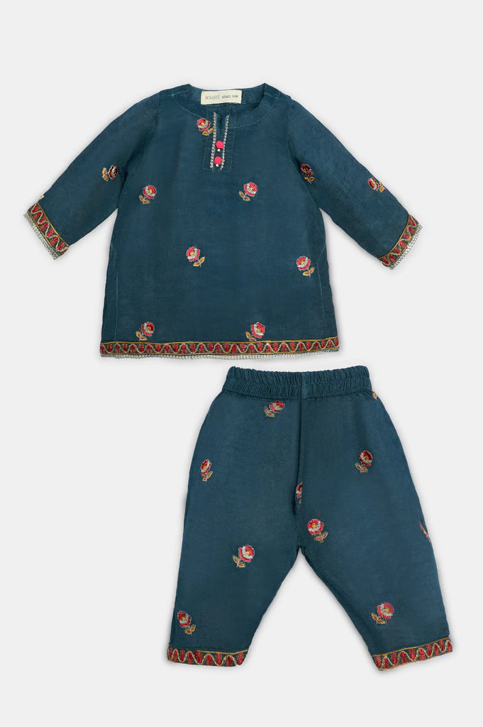 Teal Embroidered Infant 2PC