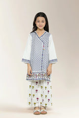 Embroidered Cotton White Girls 2PC