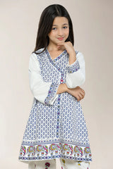 Embroidered Cotton White Girls 2PC