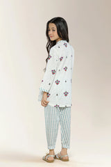 Embroidered Cotton Blue White 2PC