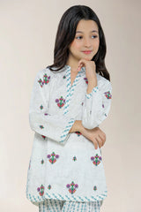 Embroidered Cotton Blue White 2PC