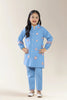 Embroidered Jacquard Blue Girls 2PC