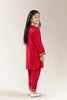Embroidered Cambric Red Girls 2PC