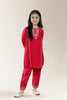 Embroidered Cambric Red Girls 2PC