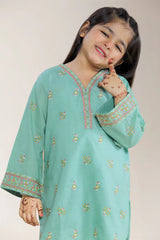 Embroidered Cambric Blue Girls 2PC