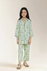 Printed Cotton Olive Girls 2PC