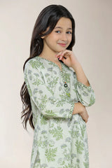 Printed Cotton Olive Girls 2PC