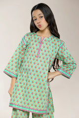 Printed Cotton Dobby Green Girls 2PC