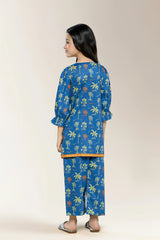 Printed Cotton Dobby Blue Girls 2PC