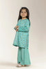 Printed Silk Green Girls 2PC