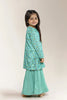 Printed Silk Green Girls 2PC