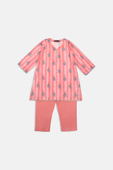 Printed Peach Girls 2PC