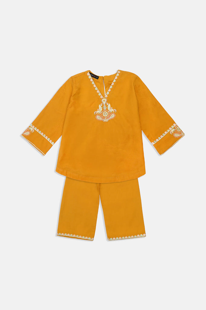 Embroidered Mustard Girls 2PC