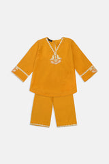 Embroidered Mustard Girls 2PC