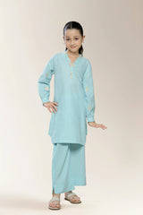 Embroidered Sky Blue Girls 2PC