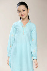 Embroidered Sky Blue Girls 2PC