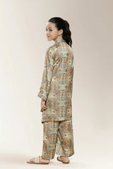 Printed Beige Girls 2PC