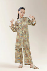 Printed Beige Girls 2PC