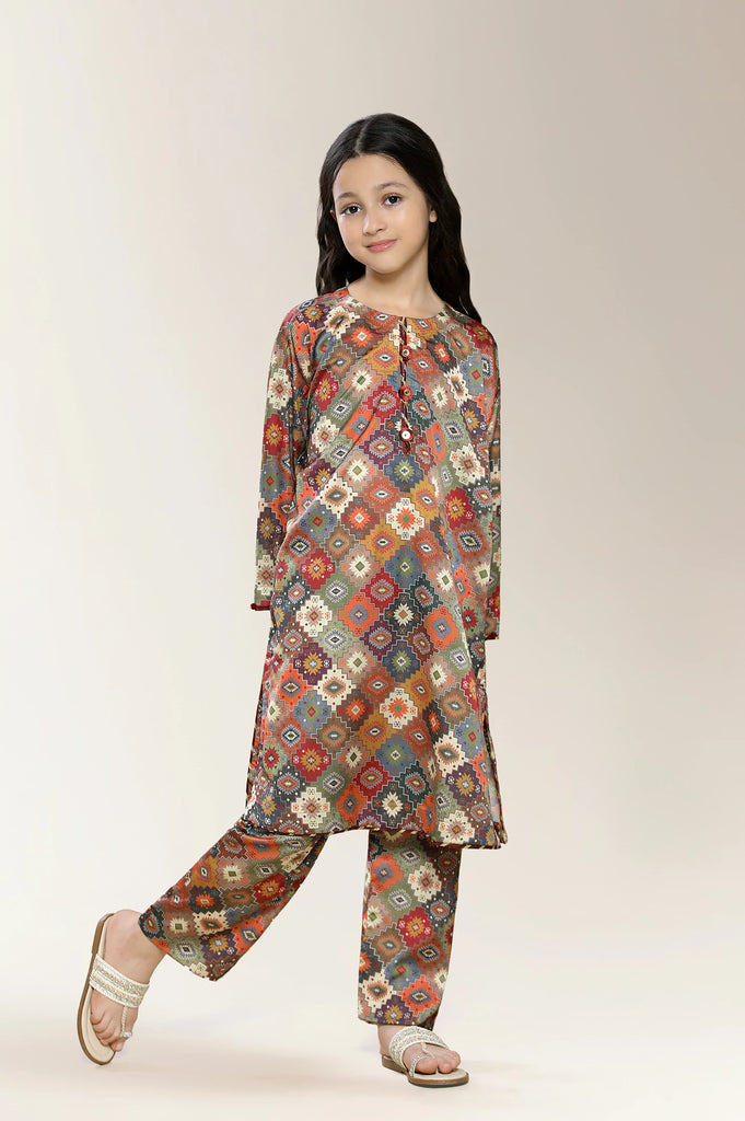 Printed Olive Girls 2PC