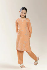 Embroidered Peach Girls 2PC