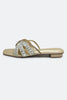 Golden Crystal Bow Slides Slippers