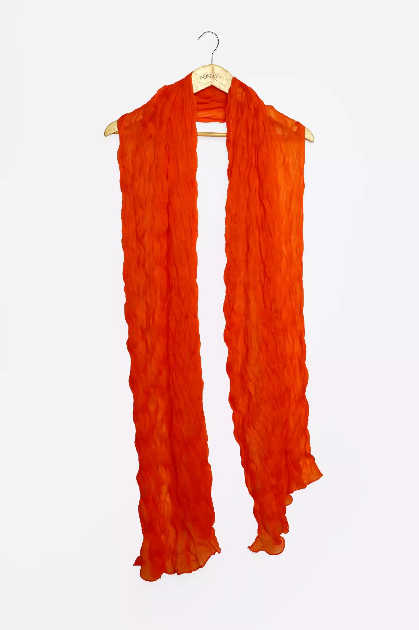 Orange Crinkle Chiffon Dupatta From Sohaye